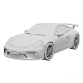 Silver Sports Car With Sleek Design Front And Rear Views