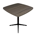 Square Wooden Top Table With Black Metal Base And Modern Simple Design
