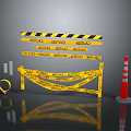Yellow Warning Tape With Traffic Cone For Safety Equipment Use 3d model