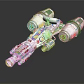 Intricate White Sci-Fi Spacecraft Model Featuring Multiple Engines And Structural Components