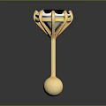 Elegant Golden Decorative Item With Blue Gemstone Top And Spherical Base