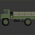 Vintage Green Military Style Truck Featuring Wooden Cargo Bed And Large Wheels