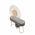 Chic Dressing Table With Round Decorative Mirror Marble Top Metal Legs And Stool 3d model