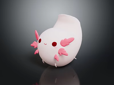 Cute 3D Game and Movie Character With White Body Pink Wings and Red Eyes 3d model