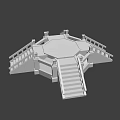 Traditional Stone Octagonal Architectural Structure With Multi Directional Steps And Railings