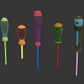 Hardware Tools Set Of Colorful Screwdrivers With Ergonomic Handles And Metal Shafts