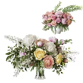 Stunning Vase Arrangement With Pink White Yellow Peonies Roses And Green Leaves