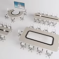 Modern Conference Tables In Round And Rectangular Shapes With Matching Chairs 3d model