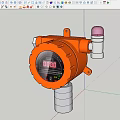 Industrial Gas Detection Equipment With Orange Housing Digital Display And Red Alarm Light