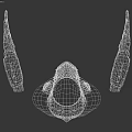 3D Rendered Alien Creature Head With Large Single Eye Brown Textured Skin And Sharp Teeth