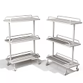 Practical Three Tier Mobile Shelving Units With Wooden Shelves And Metal Frames