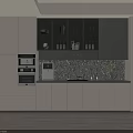 Modern Kitchen Wine Cabinet Interior With Decorative Wall Countertop And White Cabinets