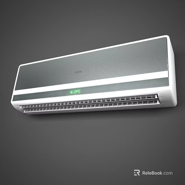 Modern Air Conditioner Fan Featuring White Gray Design And Digital Temperature 3d model 