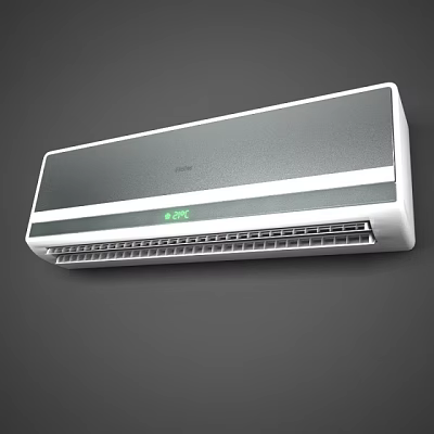 Modern Air Conditioner Fan Featuring White Gray Design And Digital Temperature 3d model