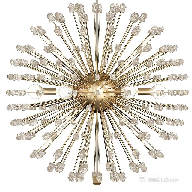 Modern Luxury Gold Metal Chandelier With Radiant Spiral Crystal Accents Design 3d model 