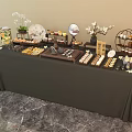Elegant Tea Break Area With Assorted Pastries Beverages And Decorative Flower Vases