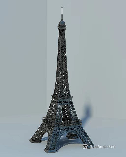 Eiffel Tower Themed Decorative Ornament Set With Detailed Metallic Structure 3d model 