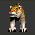 Colorful 3D Tiger Model Featuring Orange Black Stripes And White Paws Detailed Design