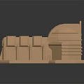 Detailed Golden Commercial Equipment 3D Model With Structured And Curved Design Sections