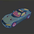 Turquoise Sports Car With Orange Interior Modern Sleek Design Reflective Exterior Finish