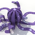 Purple Octopus Shaped Play Equipment with Tentacle Slides and Polka Dot Decorations for Kids