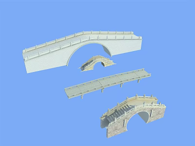 Multiple Bridge Models With Different Styles Including Arch And Beam Designs 3d model
