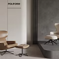 Modern Leather Accent Chairs With Ottoman In Minimalist Living Room Design