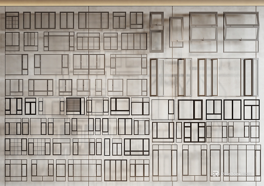 Various Sizes And Multiple Design Styles Of Modern Casement Windows Collection 3d model 
