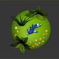3D Cartoon Fawn Standing On Green Grass With Butterfly And Colorful Flowers