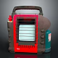 Portable Red And Gray Gas Heater With Green Cylinder Daily Use Appliance