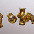 Vintage Brass Pipes with Golden Patina and Textured Surface for Decorative Projects