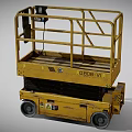 Industrial Equipment Yellow Mobile Scissor Lift With Safety Guardrails Hydraulic Lifting System And Wheels
