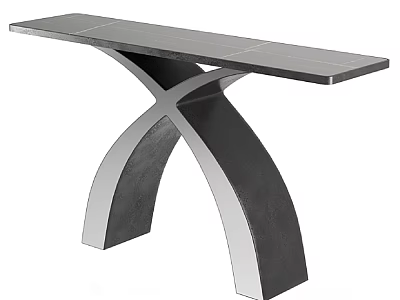 Modern Side Table With Crossed Leg Design And Smooth Metal Tabletop Surface 3d model