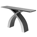 Modern Side Table With Crossed Leg Design And Smooth Metal Tabletop Surface 3d model