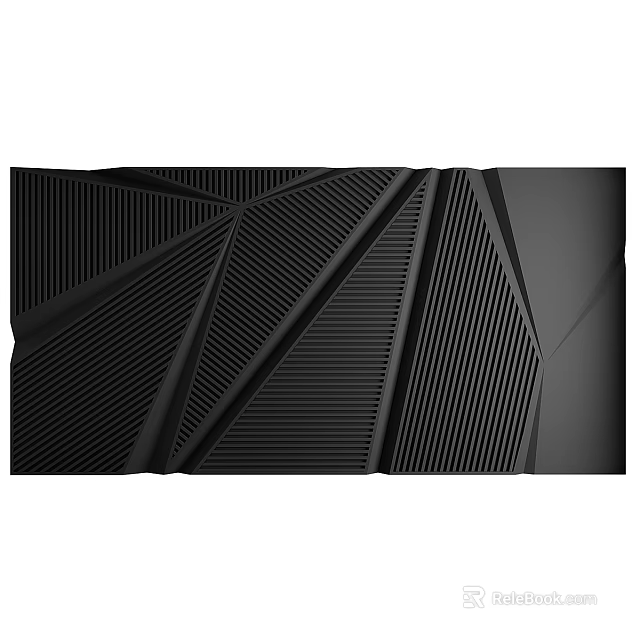 Modern Black Wall Design With Geometric Patterns And Textured Striped Surface 3d model 