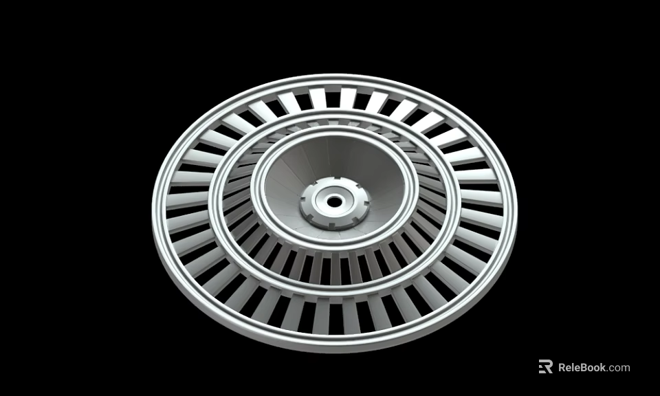 Modern Silver Metallic Wheel Rim With Spoke Design And Center Cap 3d model 