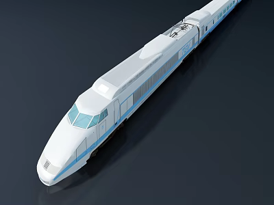 White High Speed Train With Blue Stripes Streamlined Design And Modern Exterior 3d model