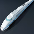White High Speed Train With Blue Stripes Streamlined Design And Modern Exterior