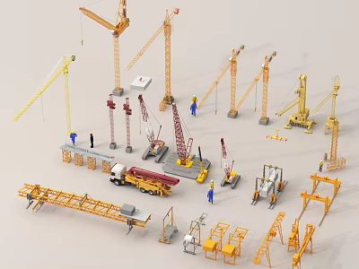 Modern tower crane gantry crane combination 3d model