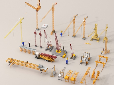 Modern tower crane gantry crane combination 3d model