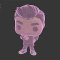Detailed Q Style Character Sculpture Carving with Black Hair Dark Coat Crossed Hands and Sneakers