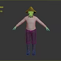 Game And Movie Character With Straw Hat White Shirt Blue Scarf Purple Pants Red Boots
