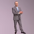 Man In Gray Suit And Light Blue Tie Clapping