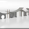 Modern Pergola Design With Curved Roof Wooden Structure And Circular Elements
