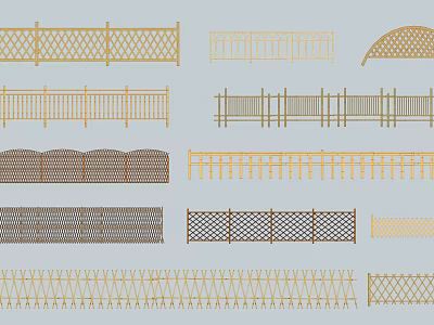Various Decorative Garden Fence Styles With Lattice Arched And Patterned Designs 3d model