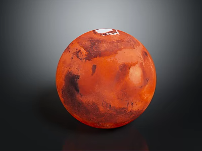 Red Mars Planet With White Polar Caps And Detailed Surface Features 3d model