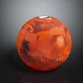 Red Mars Planet With White Polar Caps And Detailed Surface Features 3d model