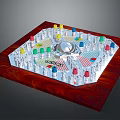 Board Game Layout With Wooden Base Colorful Pawns Silver Ball Grid And Text