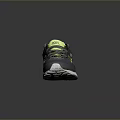 Gray Casual Sneakers With Neon Green Lining Yellow Stripes And White Sole Design