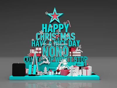 Happy Christmas Three-dimensional Character Christmas Tree Modeling Beauty Chen Display Commercial Beauty Chen Display Window 3d model